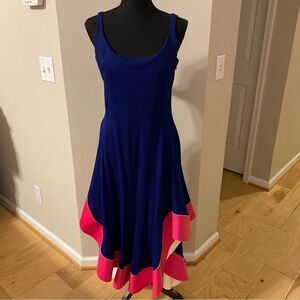 Esteban Cortazar royal blue pink trim flamenco dress size 10(40 Euro). Worn once